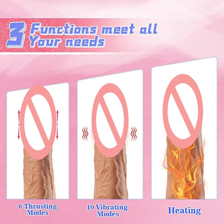 Vibrador anal dildo realista extensível aquecido.