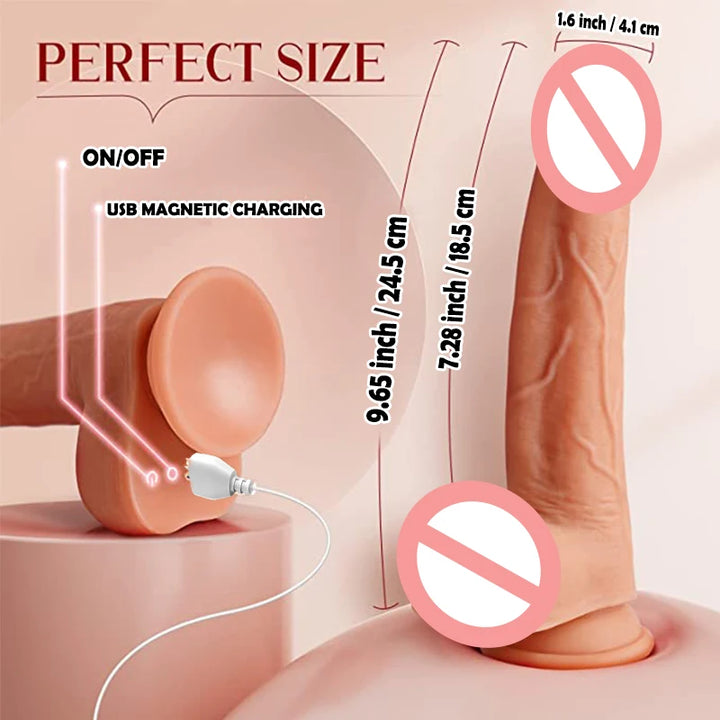 Vibrador anal dildo realista extensível aquecido.