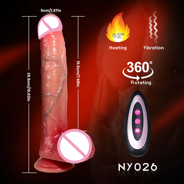 Penis vibrador com controle remoto aquecido,massageador de ponto G.