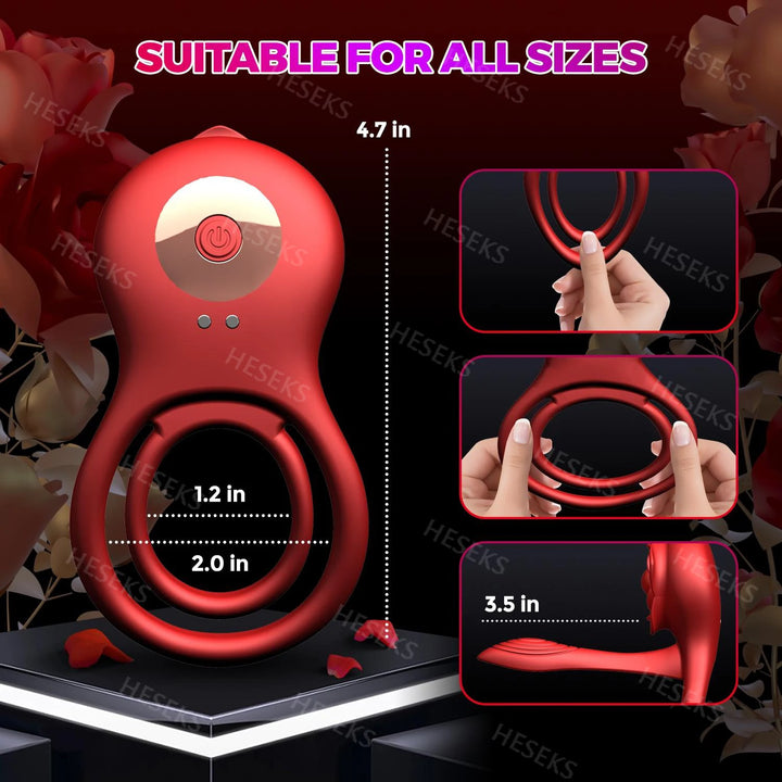 HESEKS Rose Vibrating Cock Ring 10 Sex Toy