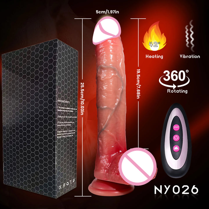 Penis vibrador com controle remoto aquecido,massageador de ponto G.