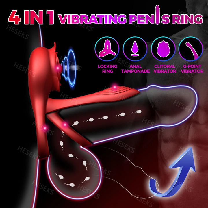 HESEKS Rose Vibrating Cock Ring 10 Sex Toy