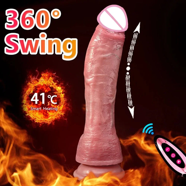 Penis vibrador com controle remoto aquecido,massageador de ponto G.