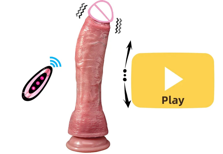 Penis vibrador com controle remoto aquecido,massageador de ponto G.