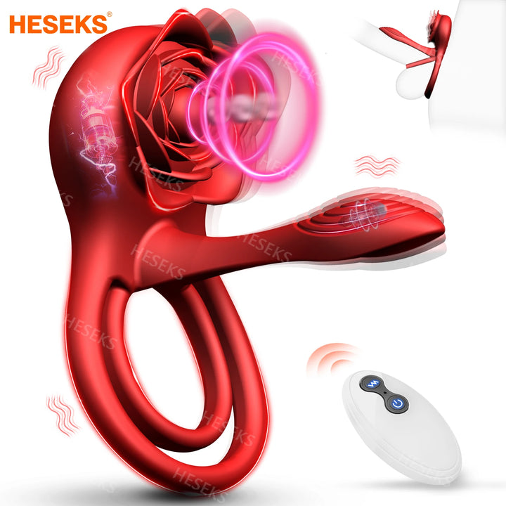 HESEKS Rose Vibrating Cock Ring 10 Sex Toy