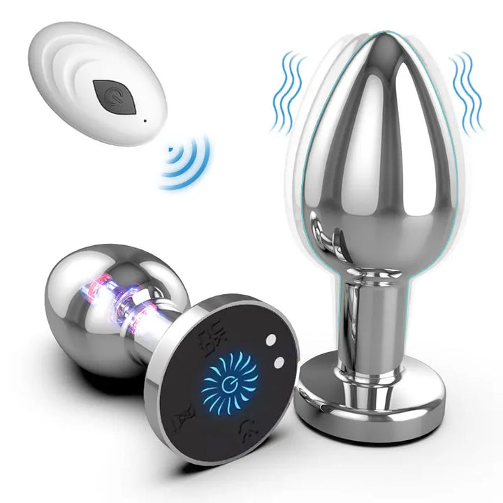 Plug anal vibratorio com controle remoto e luz piscante.