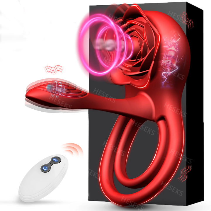 HESEKS Rose Vibrating Cock Ring 10 Sex Toy