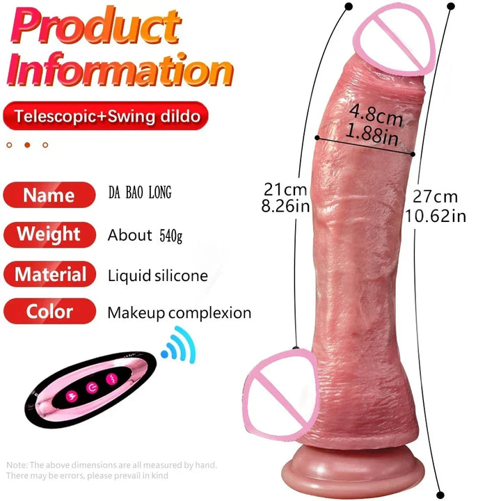 Penis vibrador com controle remoto aquecido,massageador de ponto G.