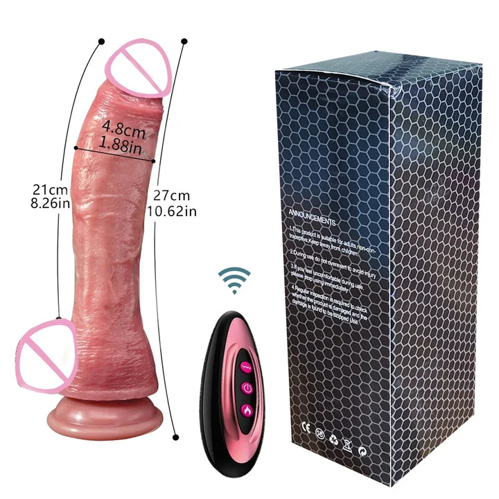 Penis vibrador com controle remoto aquecido,massageador de ponto G.