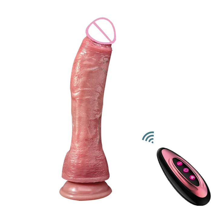 Penis vibrador com controle remoto aquecido,massageador de ponto G.