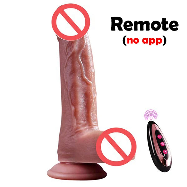 Vibrador anal dildo realista extensível aquecido.